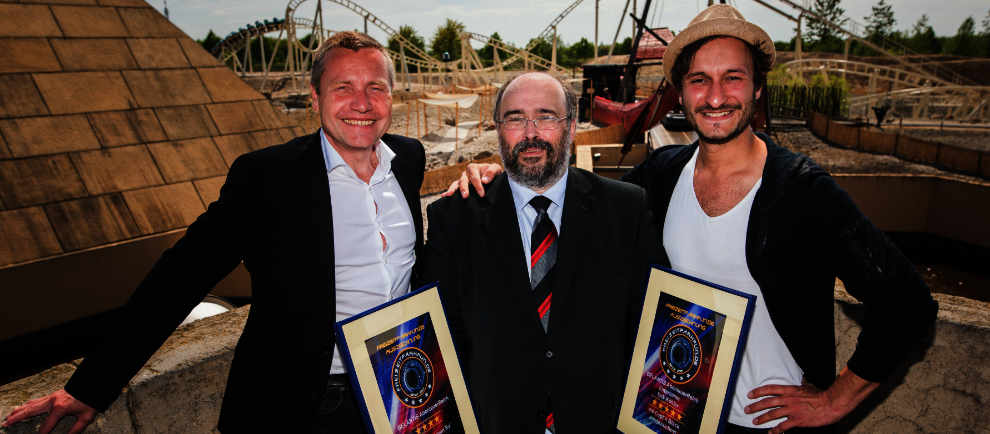 Erwin Linnenbach (Geschäftsführer von BELANTIS), Manfred Piringer (Chefredakteur des Fachportals Freizeitparkfun.de), Erik Köhler (Schauspieler und Entertainer bei BELANTIS). (c) Belantis