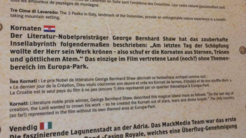 Weitere Hinweise auf einen Themenbereich Kroatien im Europa-Park Resort