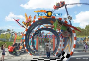 So wird der neue Eingangsbereich der "The Great Lego Race" Achterbahn Fahrt aussehen (c) Legoland Deutschland