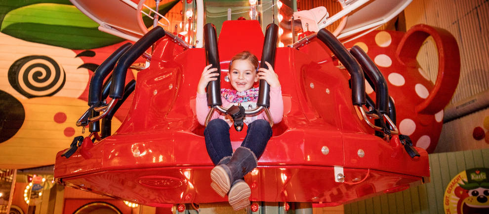 Freifallspaß in der „Saftpresse“ in Karls Gummibeerchen-Land © Karls Erlebnis-Dorf