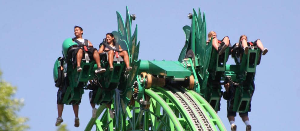 Der ZacSpin Coaster "Green Lantern: Final Flight" in Six Flags Magic Mountain © Intamin