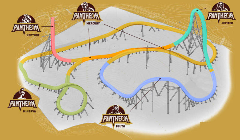 Das Layout von "Pantheon" © Busch Gardens Williamsburg