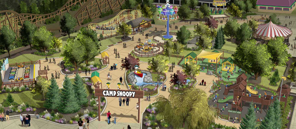 Ein sehr naturbelassener Themenbereich wird Camp Snoopy. Im ganzen Bereich wird es fünf neue Attraktionen geben, sowie zahlreiche Möglichkeiten die Snoopy Helden zu treffen