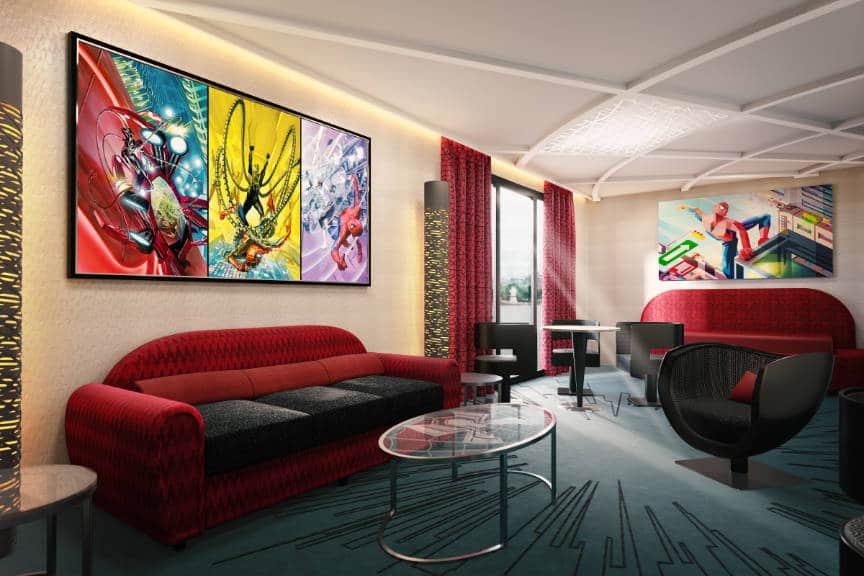 Disneys Hotel New York Spider Man Suite living room