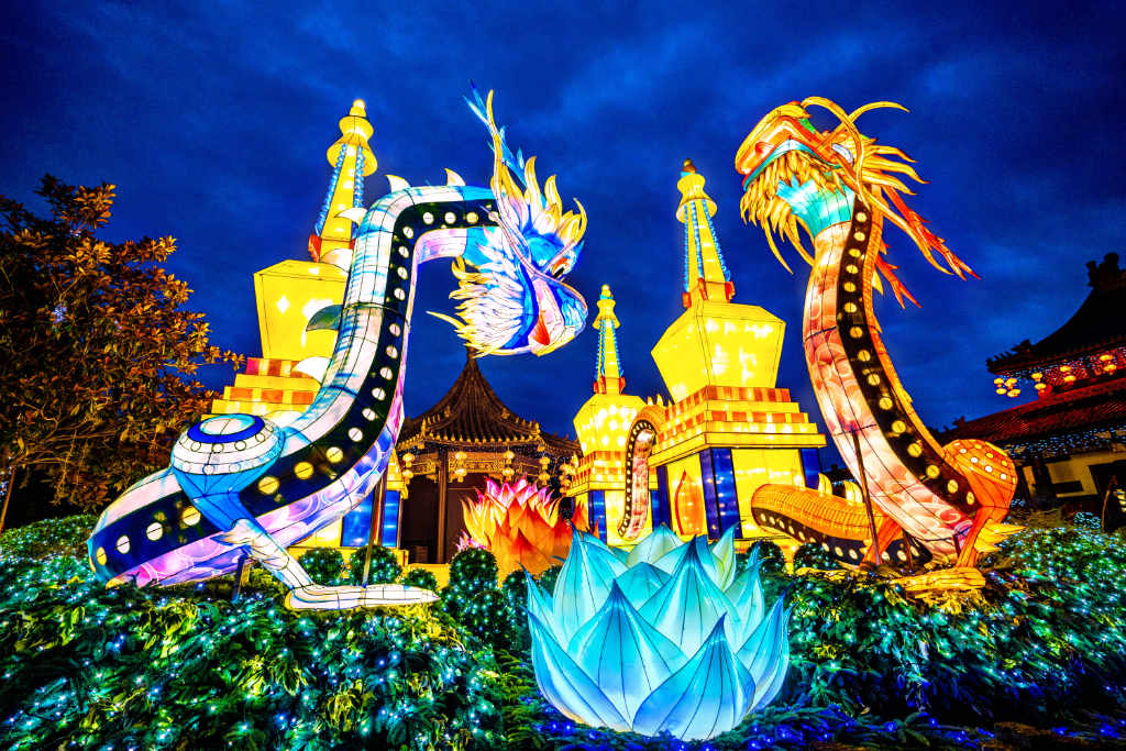Der chinesische Themenbereich ist die Heimat von leuchtenden Drachen © Phantasialand