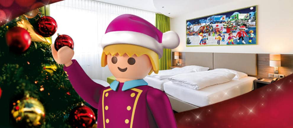 Vom 30. November 2019 bis zum 6. Januar 2020 kann man mit dem Winterpaket im PLAYMOBIL-Hotel ganz entspannt ins FunPark-Abenteuer starten. © Playmobil FunPark