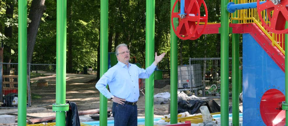 Ein Blick auf den neuen Wasserspielplatz © Schloss Dankern