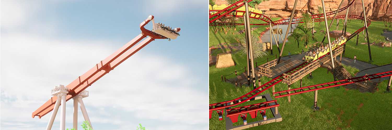 Links: Zetta Swing / Rechts: Family Thrill Launch Coaster © Zamperla