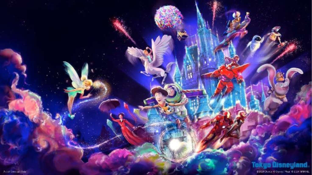 Ein Blick auf die neue Abendshow von Tokyo Disneyland ©2024 Disney ©Disney/Pixar ©2024 MARVEL