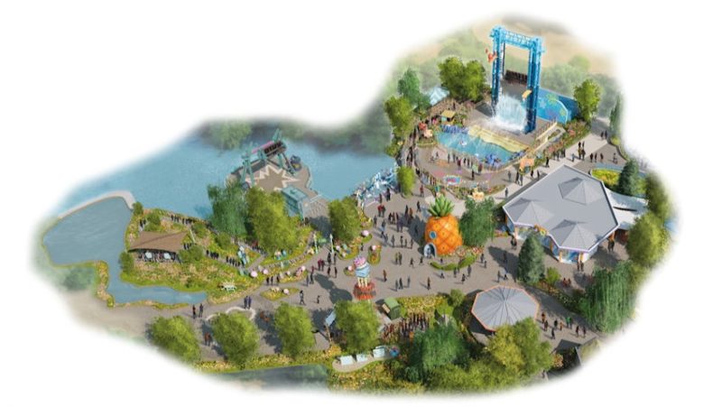 Nickelodeon Themenbereich der 2027 im Bobbejaanland eröffnet wird