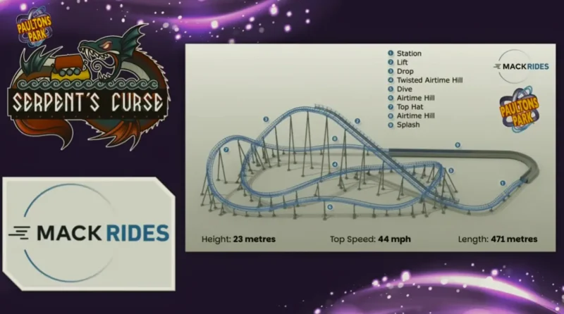 Großbritannien bekommt seinen ersten Water Coaster: Serpent's Curse kommt 2027 in den Paultons Park 2 Serpents Curse Streckenverlauf